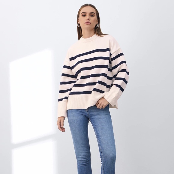 THE COMMENSE Drop Shoulder Striped Sweater size S - Picture 3 of 5